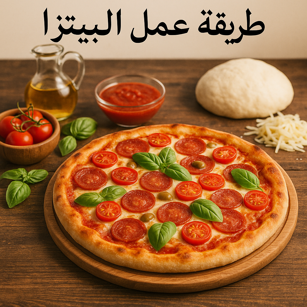 Generate an image #1 to be used in an article with a keyword طريقة عمل البيتزا